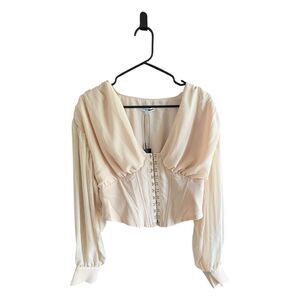 Fashion Nova Romantic Chiffon Corset Style Top with Hook and Eye Front Closure